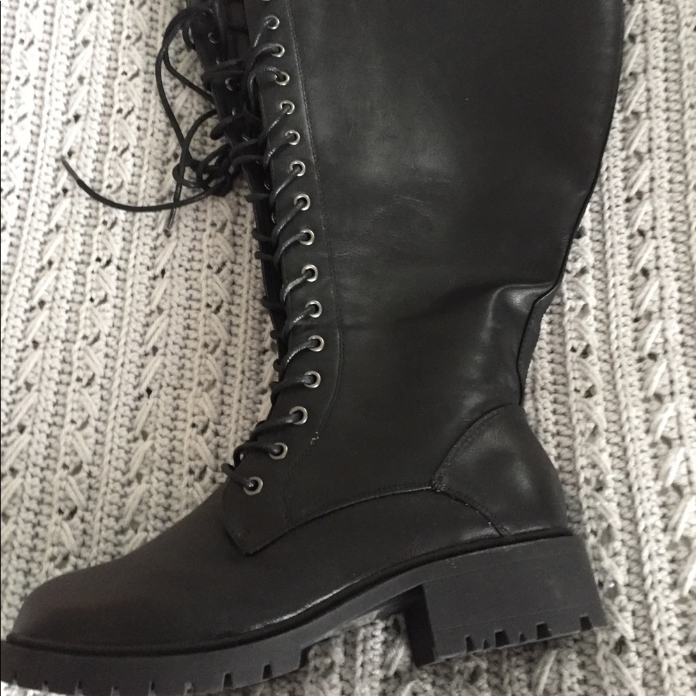 Tall Lace-Up Combat Boots (Extra Wide Calf)